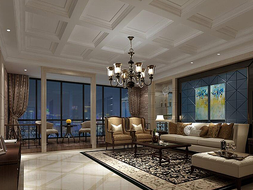 瀚海晴宇装修效果图210平新古典风格设计案例欣赏