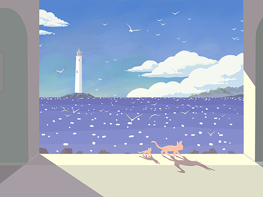 在海边
