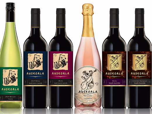 澳洲天鹅庄【考拉音乐家】-红酒插画