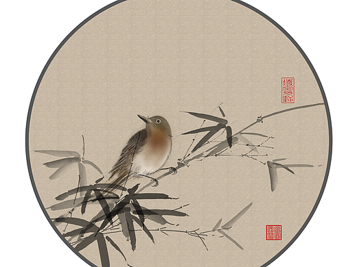 纯ps+其他软件绘制团扇