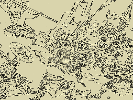 悟空大戰(zhàn)梅山六怪（個(gè)人主頁(yè)-ZNDAyNjQ5ODQ=） - 其他平面 - 站酷設(shè)計(jì)師墨韻神匠原創(chuàng)素材 - 站酷ZCOOL