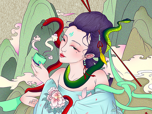 《山海经》之雨师妾与鲛人插画创作