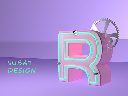 C4D+AI-多材质打造立体字母R