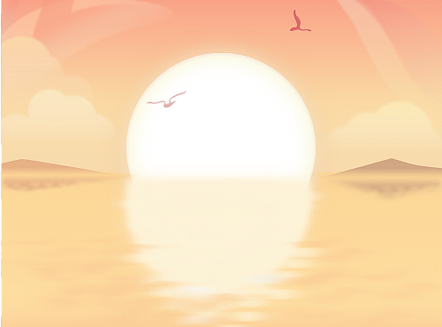 海上日落插画