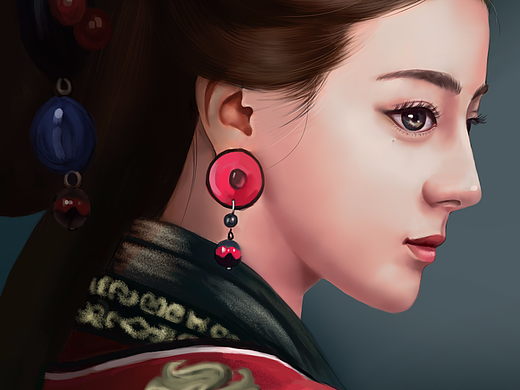 手绘一张美女