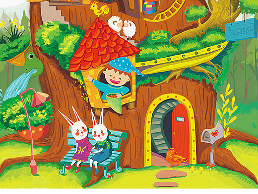 树屋（个人主页-ZMjE5MDAzMjg=） - 儿童插画 - 站酷设计师燕子chloe原创素材 - 站酷ZCOOL