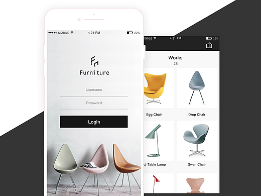 furniture名设计师作品展示app（个人主页-ZMjM4MjgxMzY=） - APP界面 - 站酷设计师妍小小原创素材 - 站酷ZCOOL