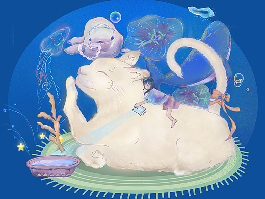 猫咪的幻想——晚安系列（个人主页-ZMjg3NjEwODg=） - 图案 - 站酷设计师SHANXIAHUIMOU原创素材 - 站酷ZCOOL
