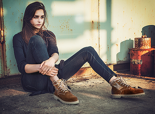 沙漠靴 女鞋 女靴 模特外景