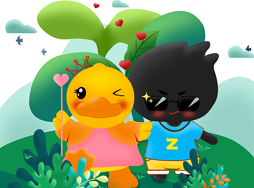 小Z和鸭鸭相爱了（个人主页-ZMzg5NzUwNzI=） - 商业插画 - 站酷设计师露543原创素材 - 站酷ZCOOL