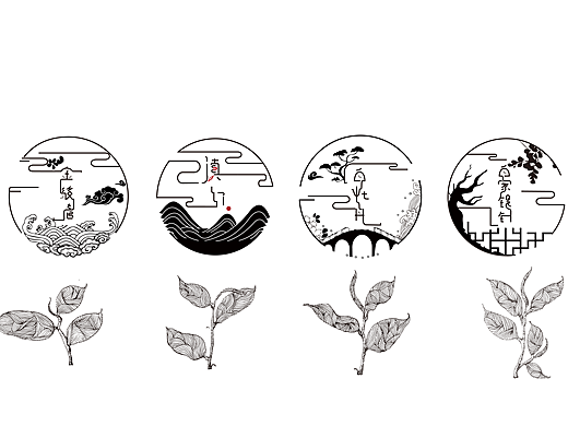 中国风茶叶logo圆标及字体包装设计