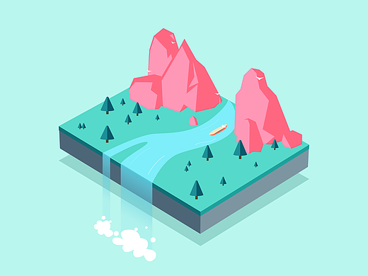 AI临摹 场景插画 悬浮森林