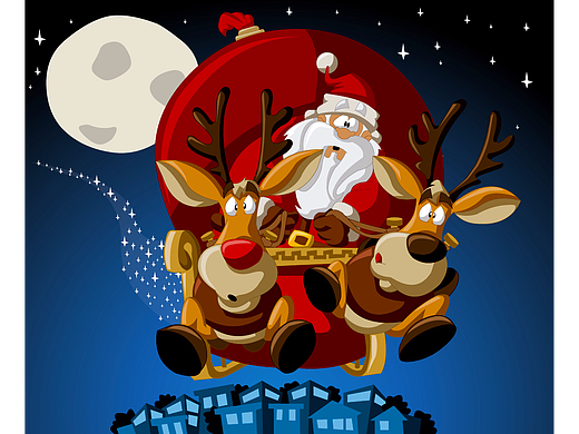 AI练习_圣诞老人与驯鹿_矢量插画_圣诞节_santa
