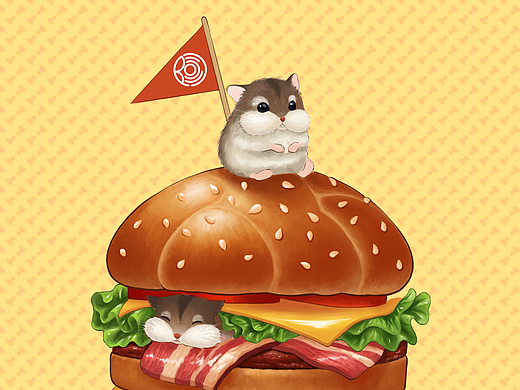 【美食插画】美味汉堡和小仓仓！