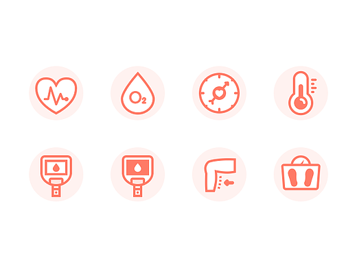 养老服务护理 生命体征和营养学icon设计