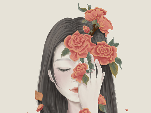 凋谢的玫瑰--插画