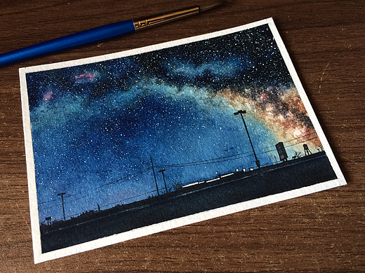 每夜星辰 140 那个晚上，我坐在桌前（个人主页-ZMjM2MDA0NTI=） - 绘画 - 站酷设计师八艘飞原创素材 - 站酷ZCOOL