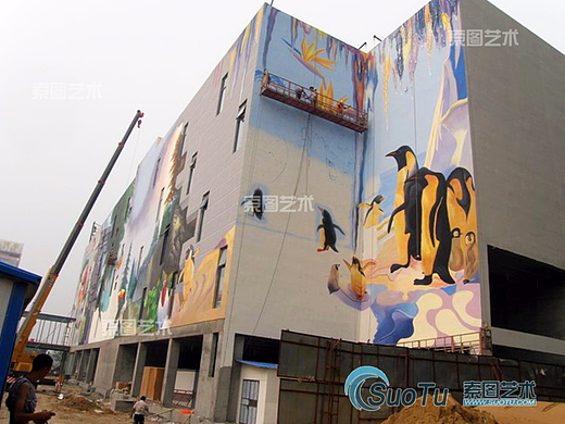 青岛墙绘-青岛红星美凯龙楼体彩绘