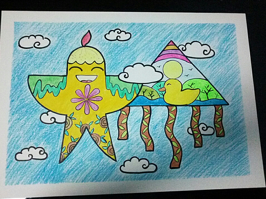 儿童插画蜡笔画