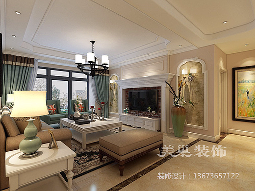 美巢裝飾升龍國(guó)際151平三室兩廳美式風(fēng)格樣板間裝修（個(gè)人主頁(yè)-ZMjM2MzIzODA=） - 家裝設(shè)計(jì) - 站酷設(shè)計(jì)師美巢裝飾總部原創(chuàng)素材 - 站酷ZCOOL