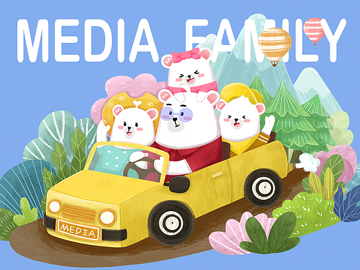 media family-開車去兜風（個人主頁-ZMzQ5NDI5NTY=） - 圖案 - 站酷設計師拾初八原創(chuàng)素材 - 站酷ZCOOL