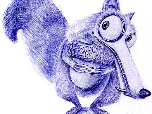 斯克莱特圆珠笔画《冰河世纪》（个人主页-ZMjM0NDMzNjg=） - 艺术插画 - 站酷设计师leon灬原创素材 - 站酷ZCOOL