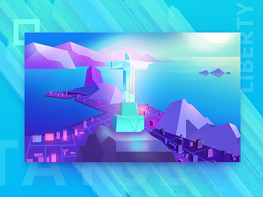 自由女神矢量插画