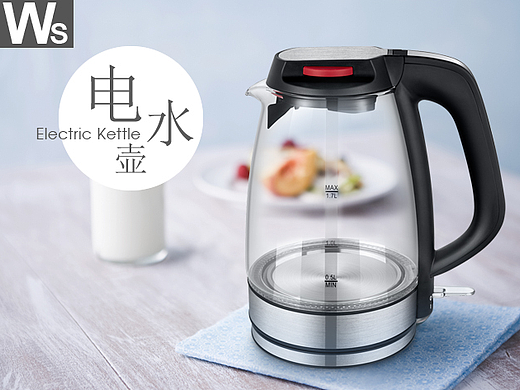 不锈钢玻璃水壶/电热水壶/亚马逊拍照精修