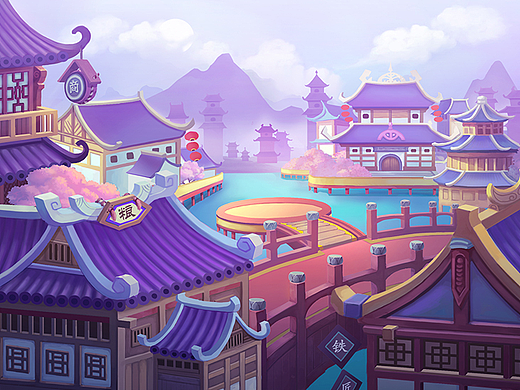 啊呸的Q版场景原画