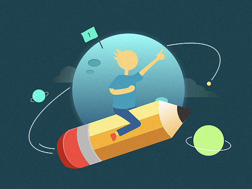 站酷小人从白天飞到了黑夜