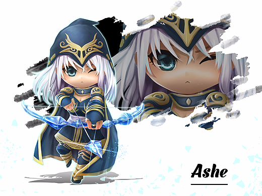 【lol同人】q版艾希插画-游戏原画3822124年前头像练习插画-创作习作