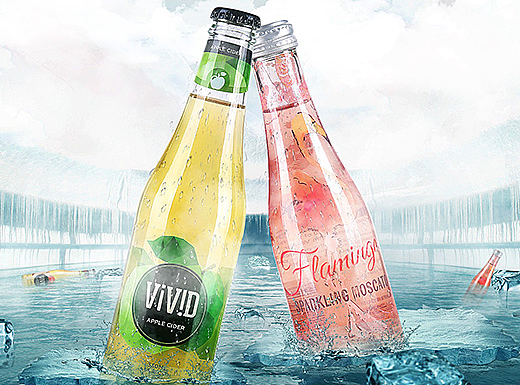 冰爽夏日饮品海报/西打酒、气泡酒