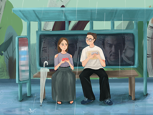 下雨天（个人主页-ZMjI1NzU1ODA=） - 新锐潮流插画 - 站酷设计师懒喵十四原创素材 - 站酷ZCOOL