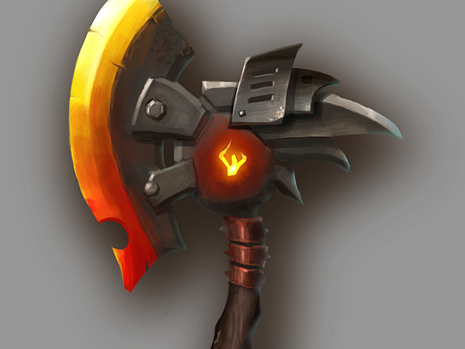 一把游戏武器 斧头的绘制流程,保留步骤