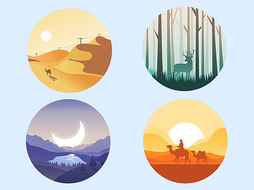Day6 —— 四幅风景扁平插画