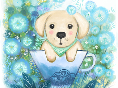 《小动物与咖啡杯》系列插画