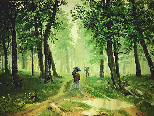 油画临摹 风景 油画 插画 