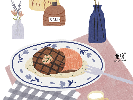 西餐美食插画一组