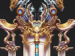 3D手绘模型_龙头旗帜