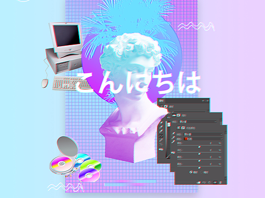 蒸汽波（个人主页-ZMjMwOTkyODQ=） - 海报 - 站酷设计师丢雨伞的人原创素材 - 站酷ZCOOL