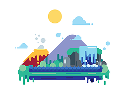 扁平化风景插画-临摹练习