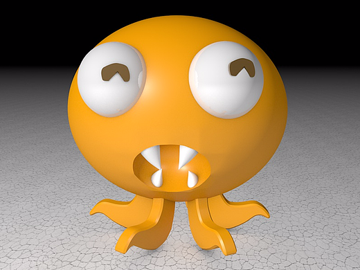 自建C4D模型卡通章鱼怪物
