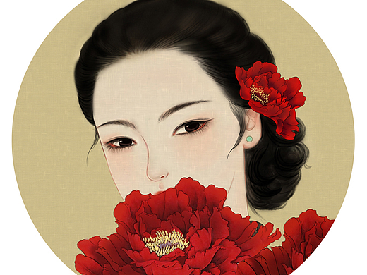 中国工笔画风格商业插画-美人依旧