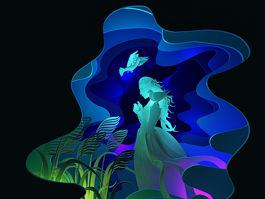 祈愿少女-c4d剪纸风格刻意练习