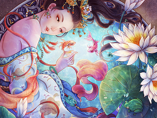 以诗作画-《州宅堂前荷花》宋 范成大-诗画绘红尘