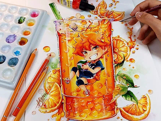 手绘卡通插画——来一杯夏日冰饮吧！