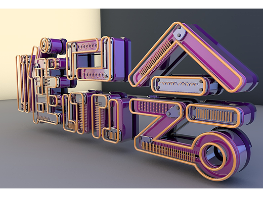 c4d-机械感字体设计