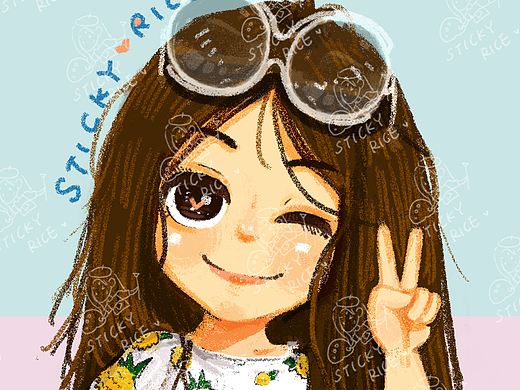 ??婳漓???原創(chuàng)?炒雞萌蠟風(fēng)自畫像（個(gè)人主頁(yè)-ZMjI2MzAyMzI=） - 商業(yè)插畫 - 站酷設(shè)計(jì)師花季工作室c花繪原創(chuàng)素材 - 站酷ZCOOL