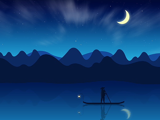 桂林山水  扁平插画