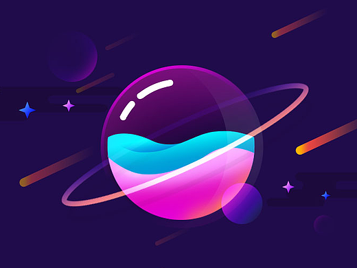 习作——半透明渐变星球